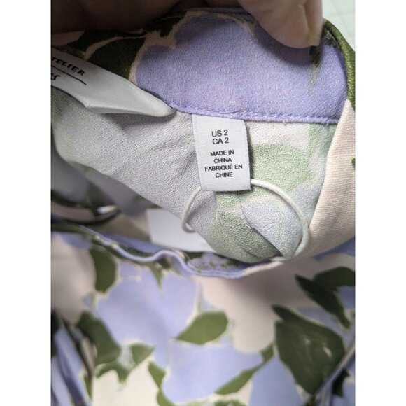 & Other Stories Floral Top Women Size 2 Balloon Sleeve Mock Neck Romantic Office - Picture 8 of 14